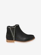 Botas em pele, com fecho e elástico, para menina camelo+marinho+preto 