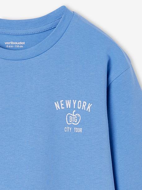 Camisola com inscrição New York no peito e atrás, para menino azul-azure 