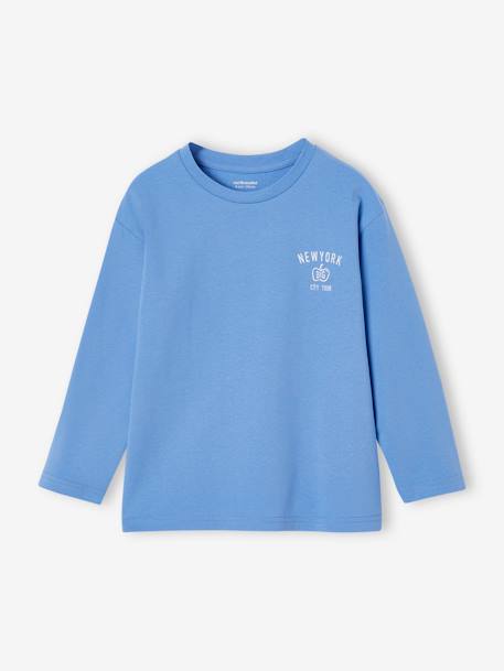 Camisola com inscrição New York no peito e atrás, para menino azul-azure 