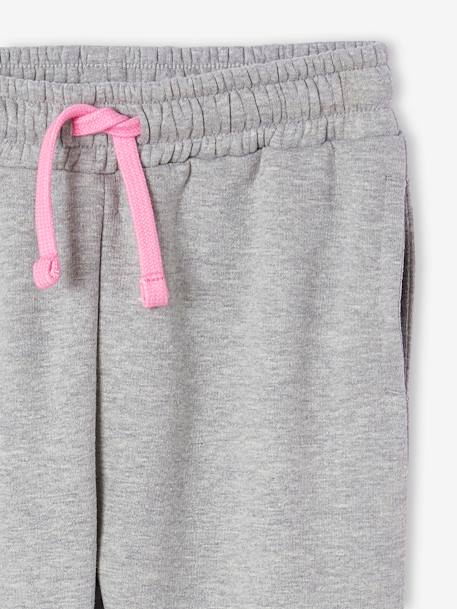 Conjunto de desporto, sweat + calças, em moletão, para menina rosa-bombom 