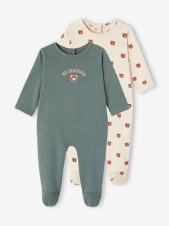 Bebé 0-36 meses-Pijamas, babygrows-Lote de 2 pijamas "Teddy bear", em moletão, para menino