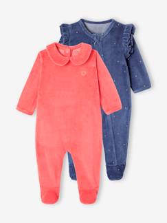 Bebé 0-36 meses-Pijamas, babygrows-Lote de 2 pijamas em veludo, para bebé