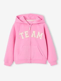 Menina 2-14 anos-Camisolas, casacos de malha, sweats-Casaco desportivo com fecho e capuz "Team", para menina
