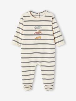 Bebé 0-36 meses-Pijamas, babygrows-Pijama às riscas, com carros, para bebé menino