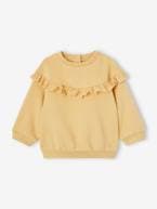 Sweat-shirt com folho em bordado inglês, para bebé menina ocre+rosa-velho 