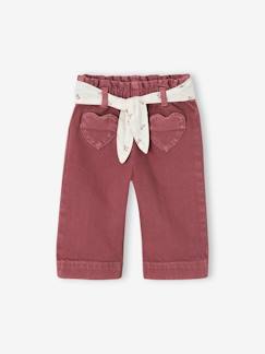 Bebé 0-36 meses-Calças, jeans-Calças largas com cinto a atar, para bebé menina