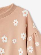 Sweat estampada, em moletão, para bebé cru+rosa-blush 