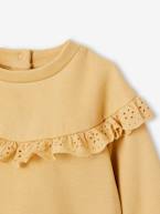 Sweat-shirt com folho em bordado inglês, para bebé menina ocre+rosa-velho 