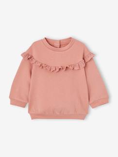 Bebé 0-36 meses-Sweat-shirt com folho em bordado inglês, para bebé menina