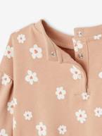 Sweat estampada, em moletão, para bebé cru+rosa-blush 