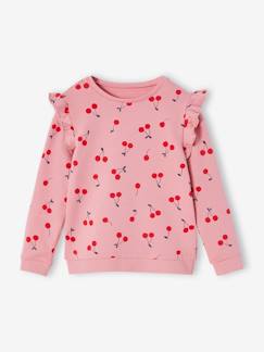 Menina 2-14 anos-Camisolas, casacos de malha, sweats-Sweat com mensagem e folho nas mangas, para menina