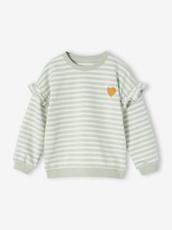 Menina 2-14 anos-Camisolas, casacos de malha, sweats-Sweat estilo marinheiro, mangas com folhos, para menina