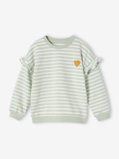 Menina 2-14 anos-Sweat estilo marinheiro, mangas com folhos, para menina