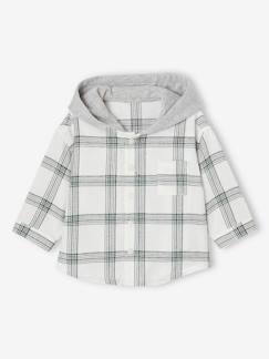 Bebé 0-36 meses-Camisa aos quadrados, com capuz, para bebé