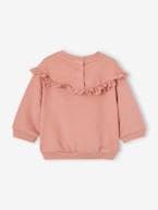 Sweat-shirt com folho em bordado inglês, para bebé menina ocre+rosa-velho 