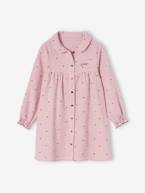 Camisa de dormir às riscas, em flanela + leggings, para menina pau-rosa 