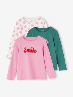 T-shirts-Lote de 3 camisolas  de mangas compridas, para menina