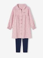 Camisa de dormir às riscas, em flanela + leggings, para menina pau-rosa 