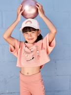 T-shirt cropped, de desporto, com motivos, para menina alperce 