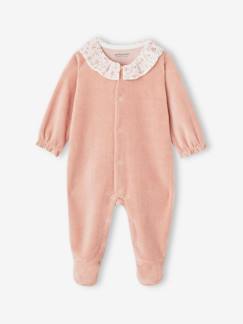 Bebé 0-36 meses-Pijama em veludo, personalizável, com folho na gola, para recém-nascido
