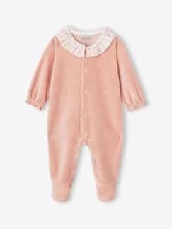 Bebé 0-36 meses-Pijamas, babygrows-Pijama em veludo, personalizável, com folho na gola, para recém-nascido