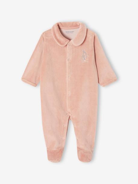 Lote de 2 pijamas em veludo, para bebé azul-pálido+cappuccino+rosa 