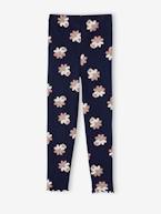 Leggings estampadas, em malha canelada, para menina azul-cambraia+cru+marinho+rosa-velho 