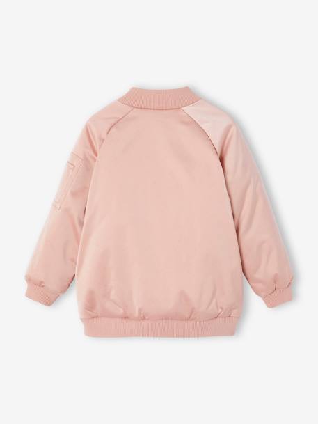 Blusão bomber efeito acetinado, para menina rosado 