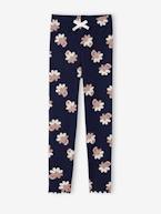 Leggings estampadas, em malha canelada, para menina azul-cambraia+cru+marinho+rosa-velho 