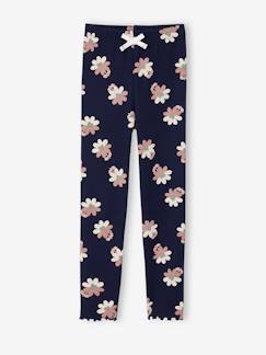 Menina 2-14 anos-Leggings -Leggings estampadas, em malha canelada, para menina