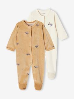 Bebé 0-36 meses-Pijamas, babygrows-Lote de 2 pijamas "avião", em veludo, para bebé