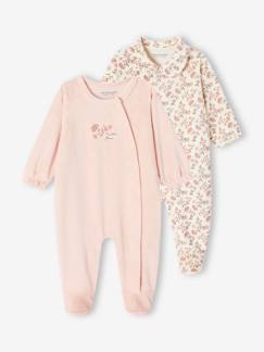 Bebé 0-36 meses-Pijamas, babygrows-Lote de 2 pijamas "pequena flor" em veludo, para bebé menina