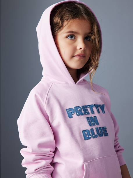 Sweat comprida com capuz, para menina malva 