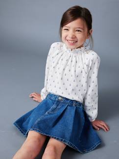Menina 2-14 anos-T-shirts-Camisola fantasia, gola elástica com folho, para menina