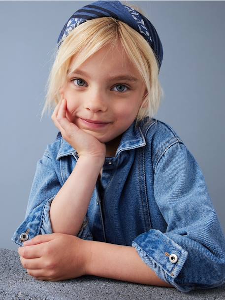 Vestido em ganga, com botões, para menina azul medio 