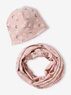 Menina 2-14 anos-Acessórios-Conjunto florido, gorro + gola snood, para menina