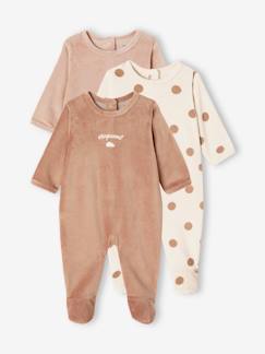 Bebé 0-36 meses-Pijamas, babygrows-Lote de 3 pijamas em veludo, para bebé, BASICS