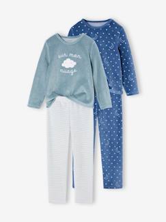 Lotes e Packs-Lote de 2 pijamas "sur mon nuage" em veludo, para menina