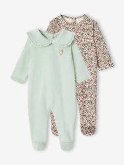 Bebé 0-36 meses-Pijamas, babygrows-Lote de 2 pijamas em moletão, para recém-nascido