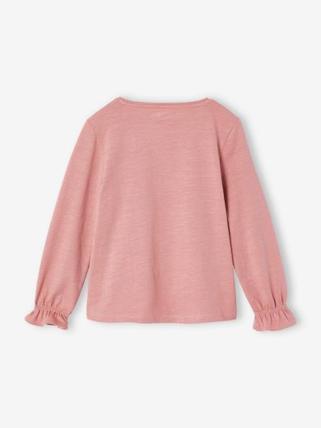 Camisola romântica, motivo fantasia, para menina azul-petróleo+rosa-blush 