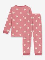 Pijama coração, de mangas compridas, para criança, da Petit Bateau pau-rosa 