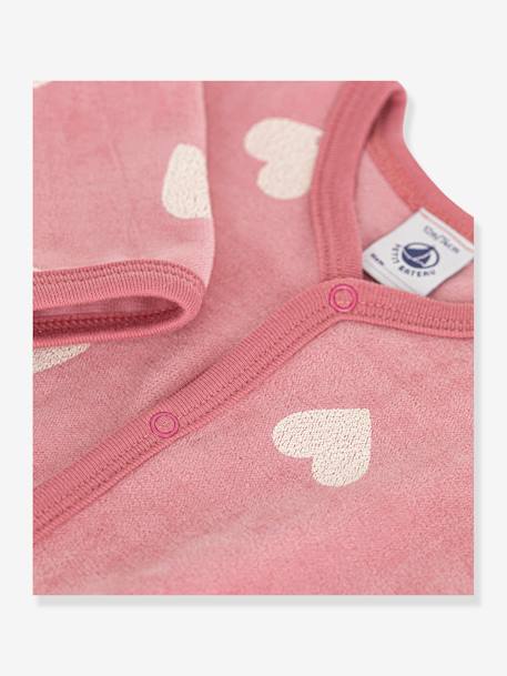 Pijama em veludo, estampado com corações, para bebé, da Petit Bateau estampado rosa 