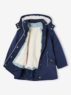 Parka 3 em 1 + colete, para menina azul-índigo+rosa-velho 