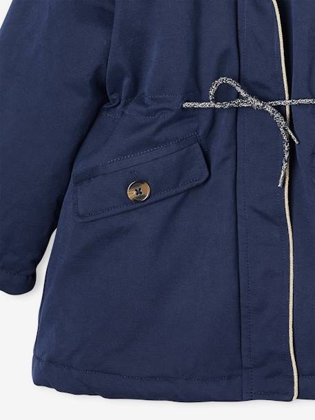 Parka 3 em 1 + colete, para menina azul-índigo+rosa-velho 