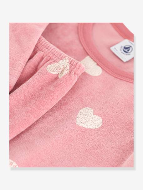 Pijama coração, de mangas compridas, para criança, da Petit Bateau pau-rosa 