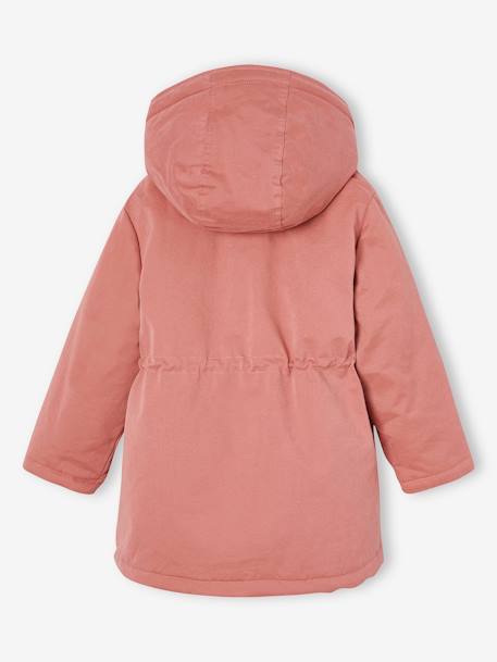 Parka 3 em 1 + colete, para menina azul-índigo+rosa-velho 