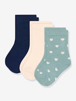 Bebé 0-36 meses-Meias, collants-Lote de 3 pares de meias corações, para bebé, da Petit Bateau