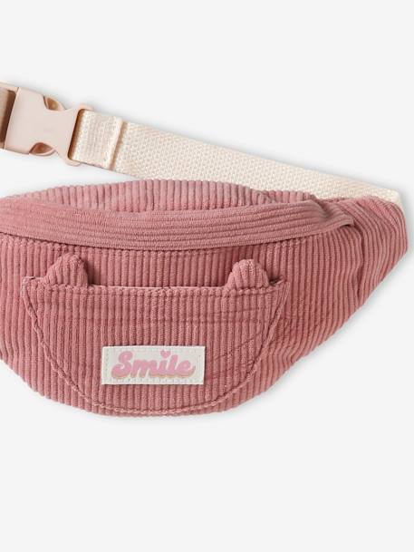 Bolsa de cintura gato, em bombazina, para menina rosa-blush 