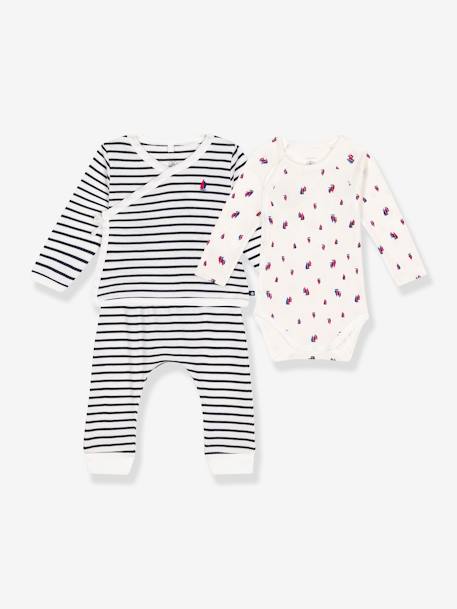 Conjunto de 3 peças, para bebé, da Petit Bateau riscas azuis 