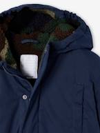 Parka com capuz, forro em sherpa com estampado camuflagem, para menino azul-noite 